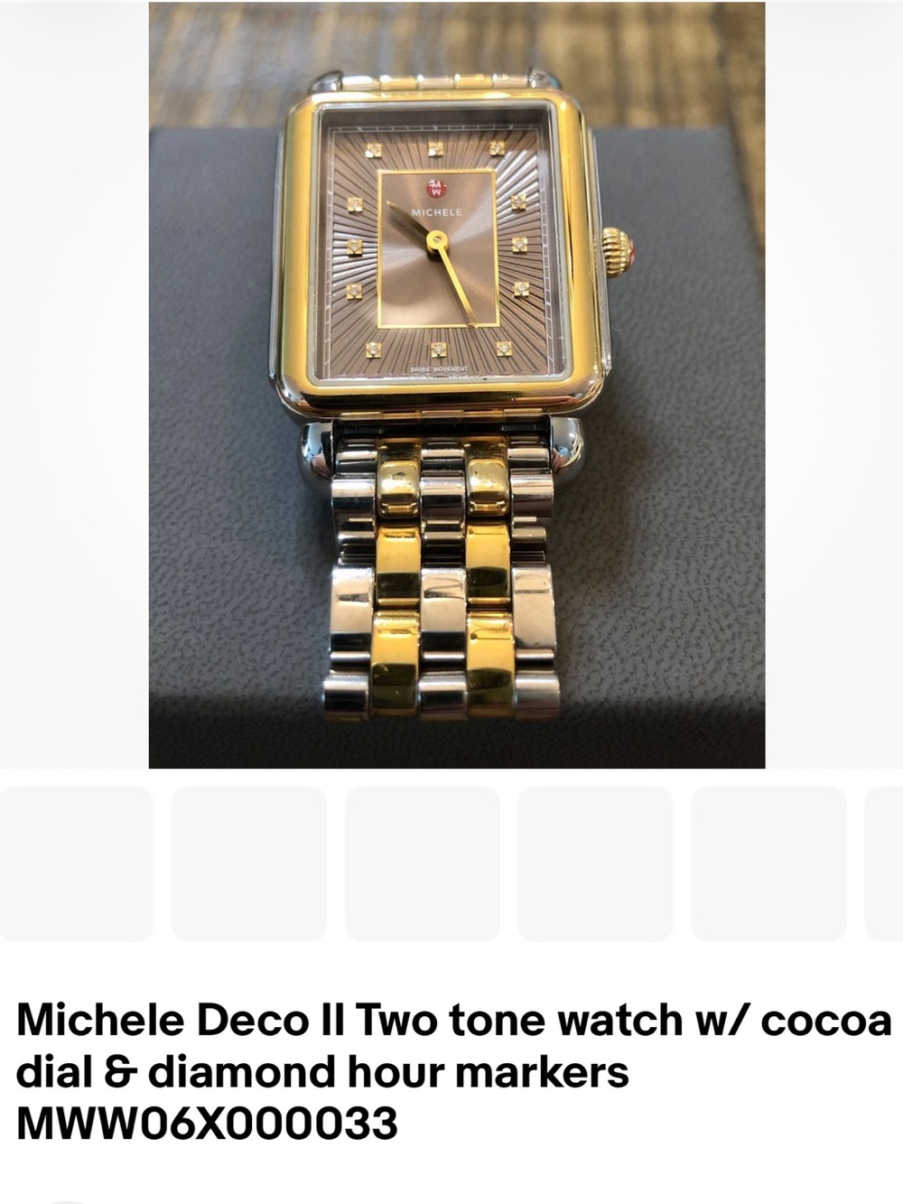 Michele Two-Tone Gold & Silver Bracelet Watch with Cocoa Dial